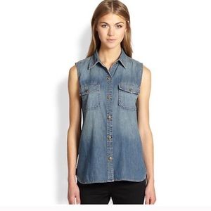 Current/Elliott denim sleeveless shirt, fit Medium